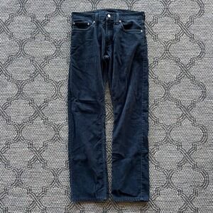 Levi's 514 Pants Mens 32x32 Navy Blue Corduroy Straight Fit Casual Workwear